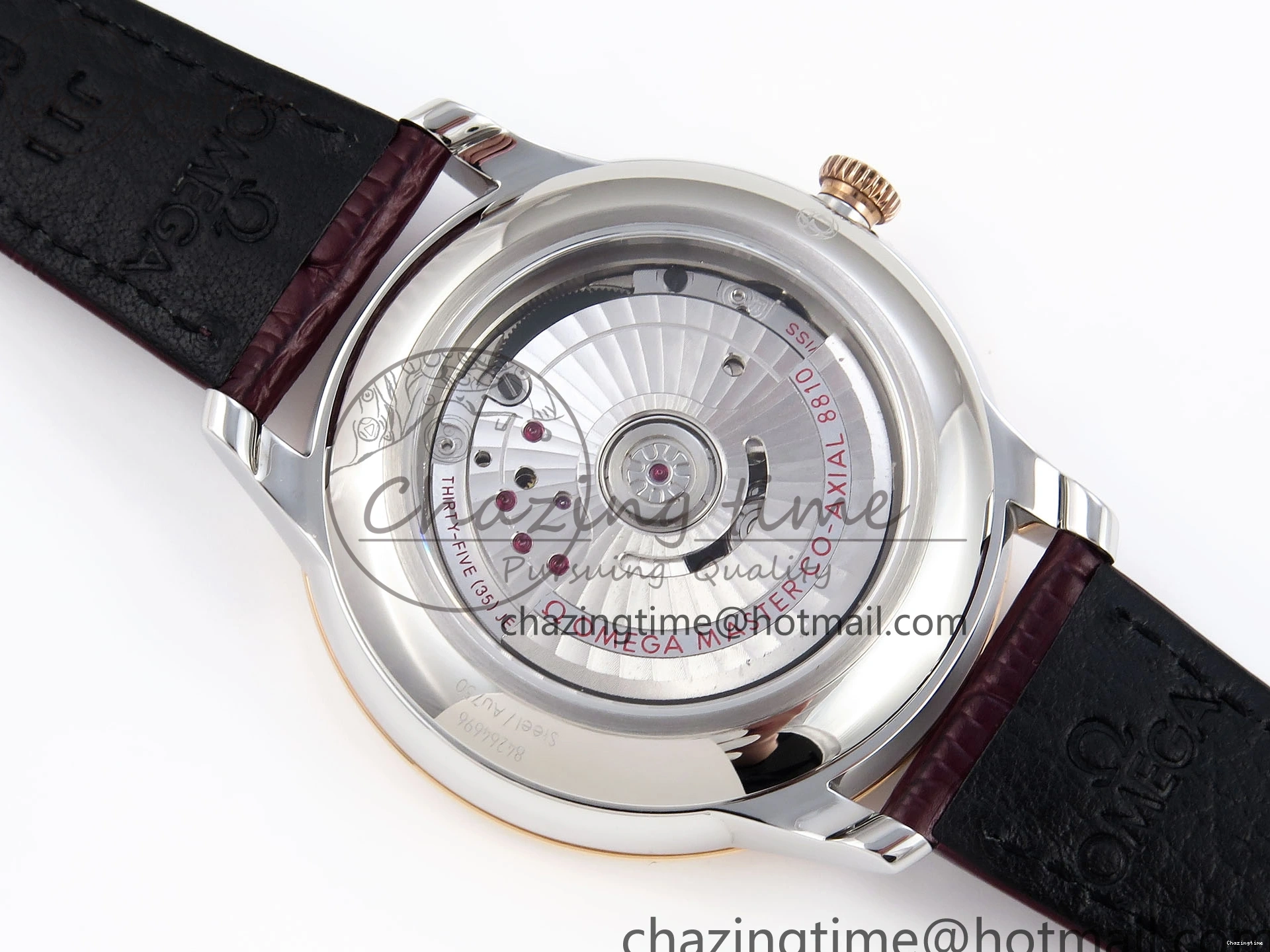 0416 QuickDry De Ville Date RG MKF 1:1 Best Edition Brown Textured Dial Diamonds Marker on Brown Leather Strap A 7747